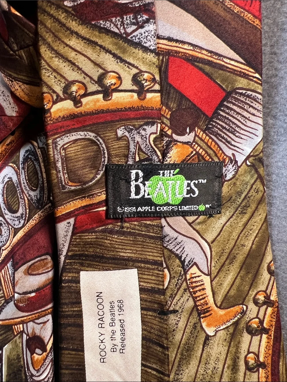 The Beatles Red and Brown Novelty Jazz-Theme Men's Tie